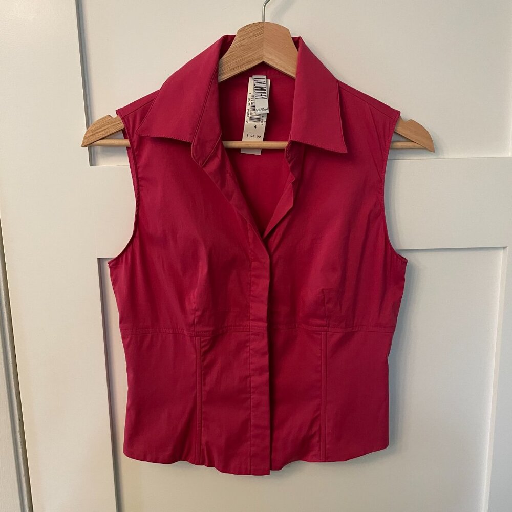 NWT Laundry By Shelli Segal Hot Pink Sleeveless Bustier Style Top Size 4